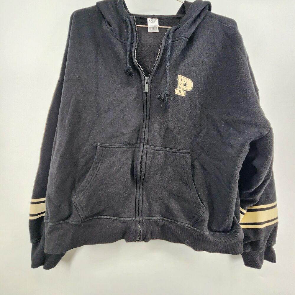 Victoria's Secret Women's Medium Black Full‎ Zip Campus Cotton Hoodie